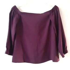Aritzia Babaton Rodrigo Off shoulder‎ blouse,Burgundy,S,fabric from Japan